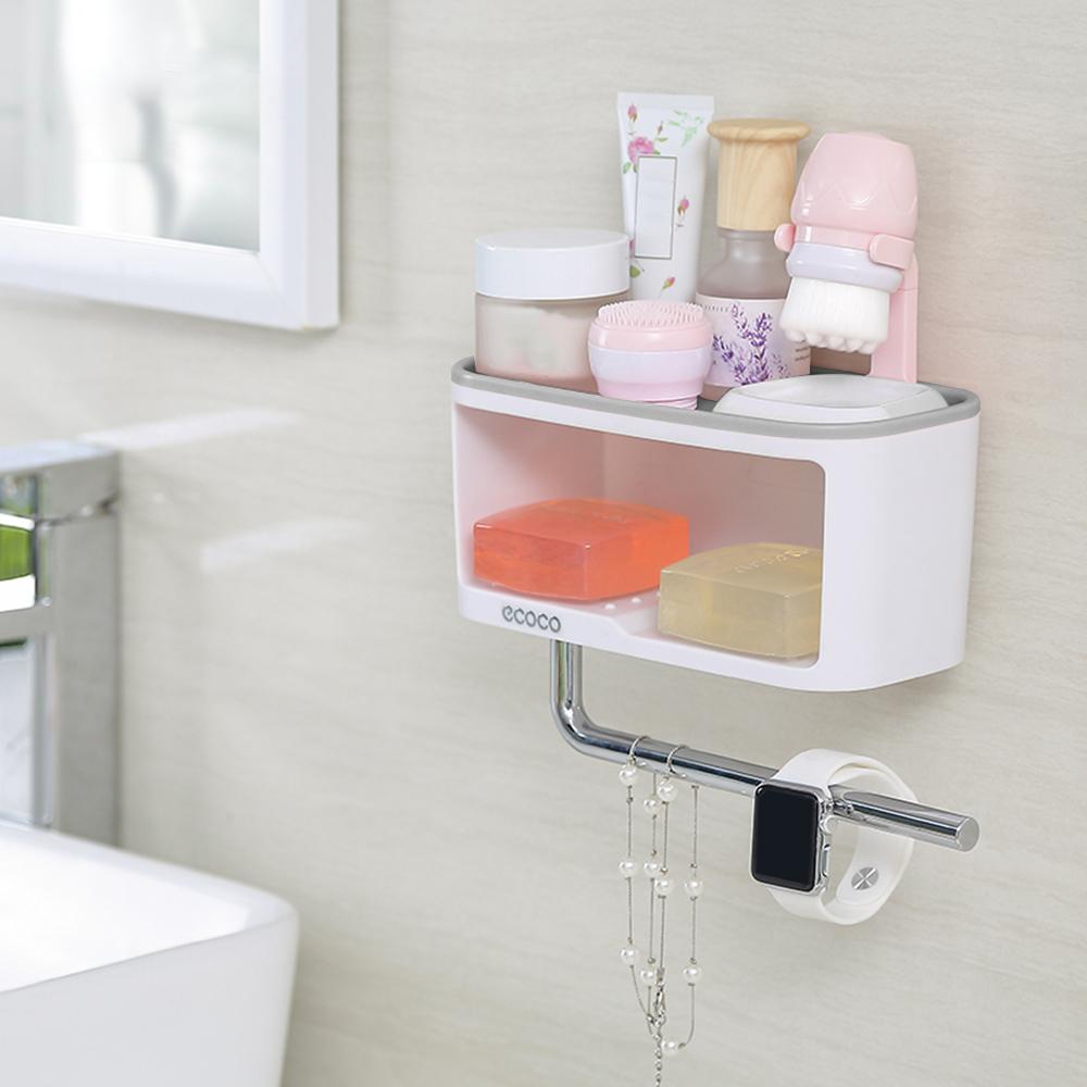 Hộp đựng đồ trong phòng tắm treo tường thiết kế kèm thanh treo khăn ecoco