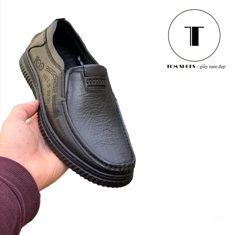 Giầy lười nam da bò mềm Tomshoes, cam kết da thật 100%