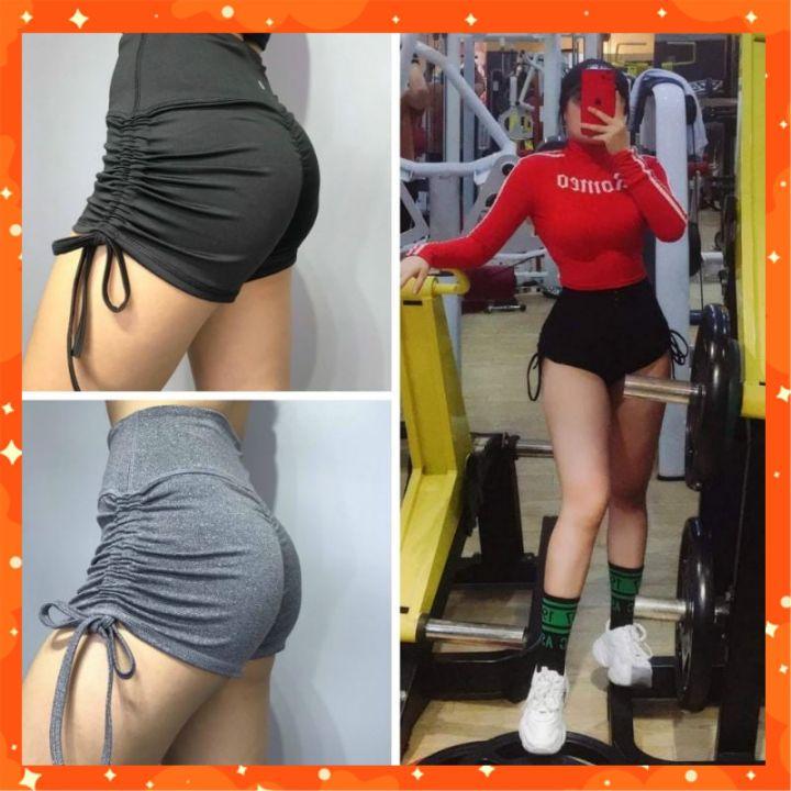 Quần đùi tập gym yoga rút dây chun mông quần thể thao nữ siêu đẹp