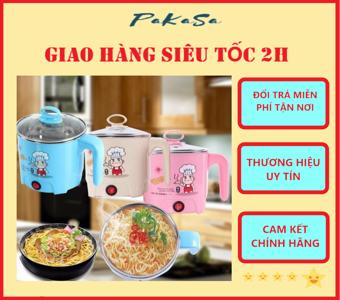 Ca Nấu Mì , Ăn Lẩu , Đun Nước Siêu Tốc 2 Lớp 18 cm - Hàng Loại 1 - Hàng Chính Hãng ( Họa Tiết , màu sắc được giao ngẫu nhiên)