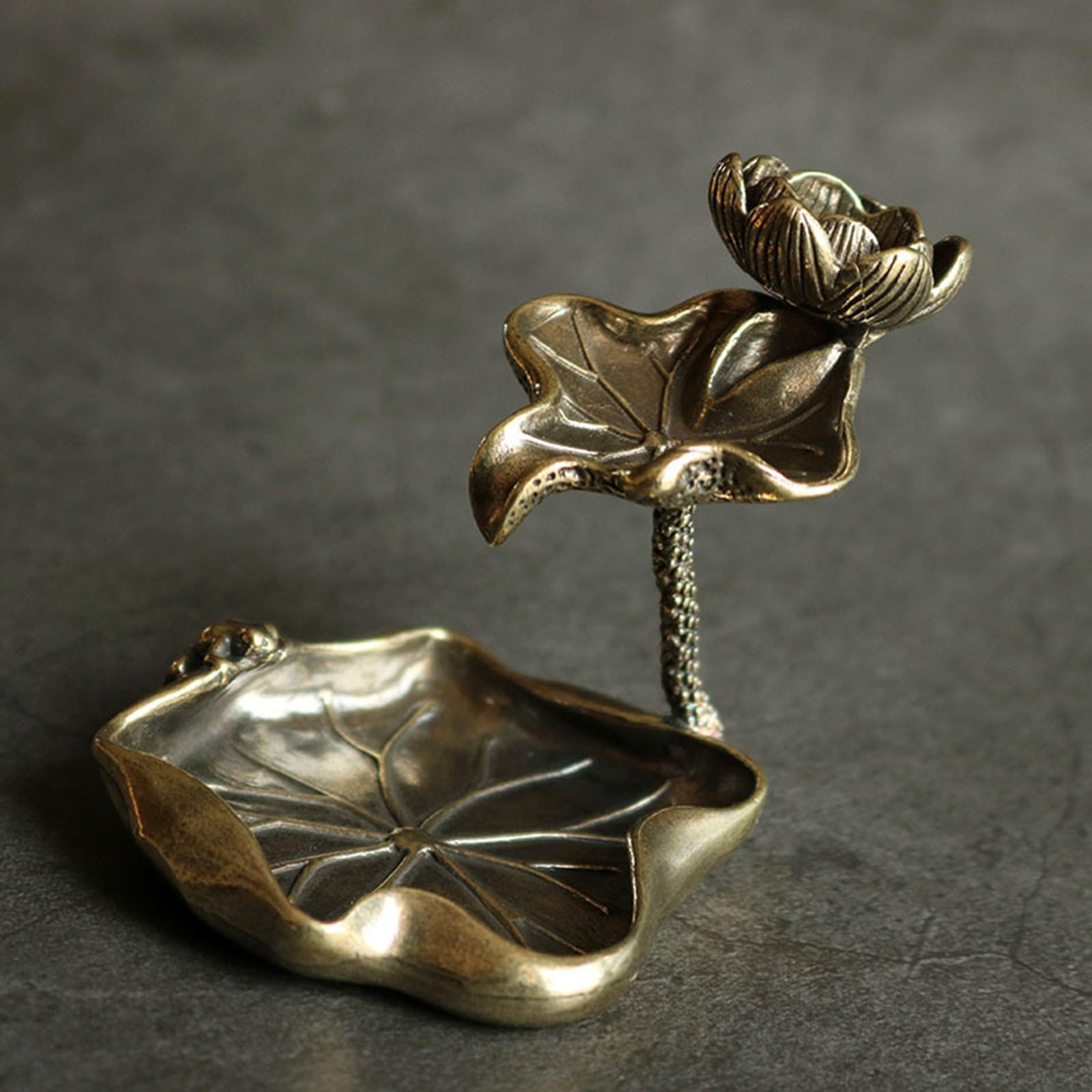 1 Piece Holder Pond Lotus Leaf Brass Antique Decor Reflux for Home