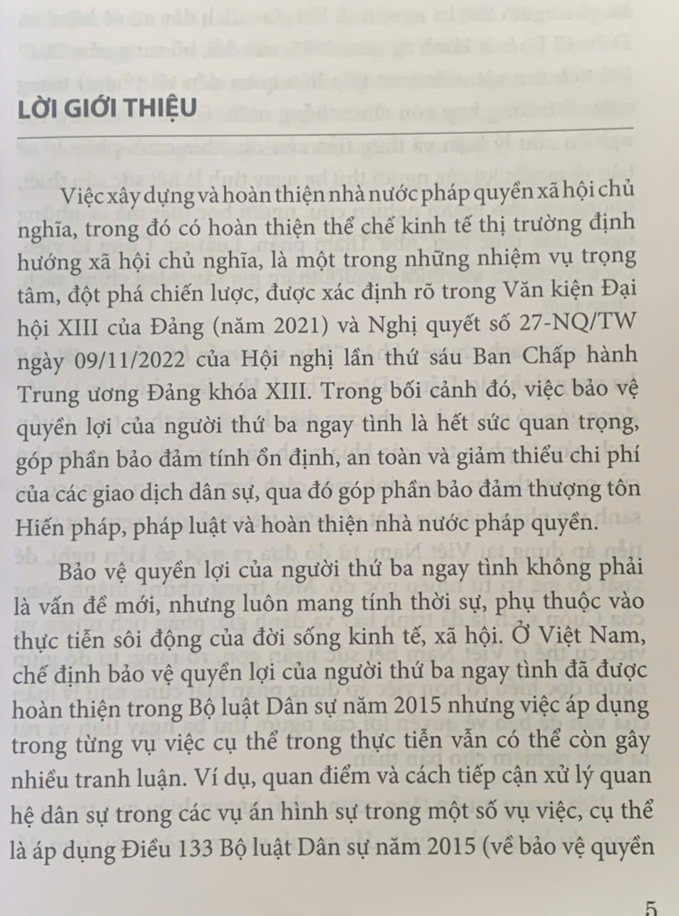 Bảo vệ quyền lợi của người thứ ba ngay tình (sách chuyên khảo)