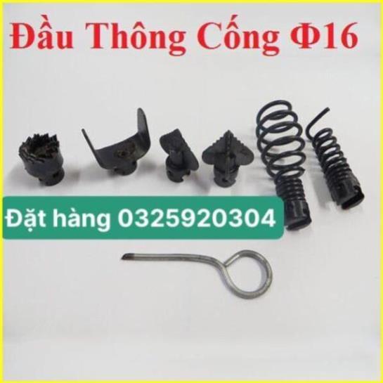 Dây thông cống 6m dùng máy khoan dài 6m dây phi 16, 6 đầu thông và 1 tay quay ,dây thông tắc ,dây lò xo, thông bồn cầu