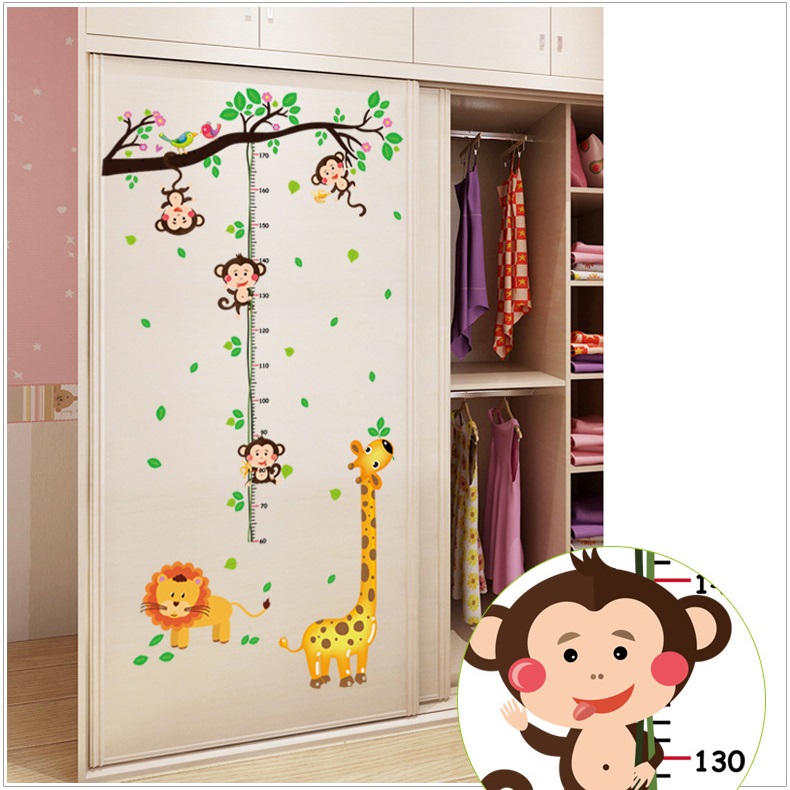 Decal dán tường Thước đo chiều cao khỉ con AmyShop DTD022(150x110cm)