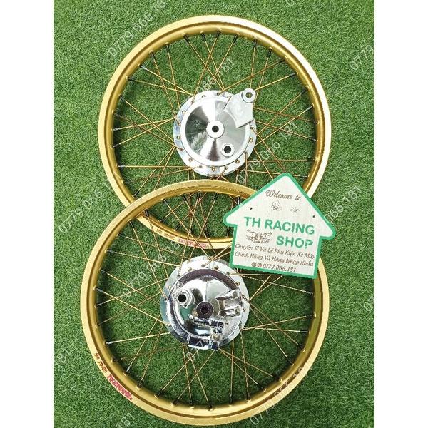 BÁNH CĂM CHO XE WAVE DREAM CUB THẮNG ĐÙM NIỀNG NHÔM BANZAI THÁI LAN ĐÙM MA CROM CĂM VÀNG CHÂN ĐEN KÈM THEO 2 MÁ ĐÙM ĐÃ RÚT CĂM