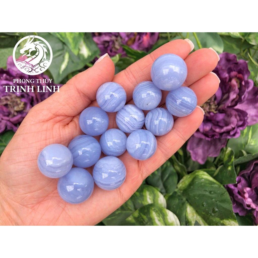 Quả cầu Blue Lace A.g.a.te thanh tẩy Tarot, Reiki, thiền định, phong thủy