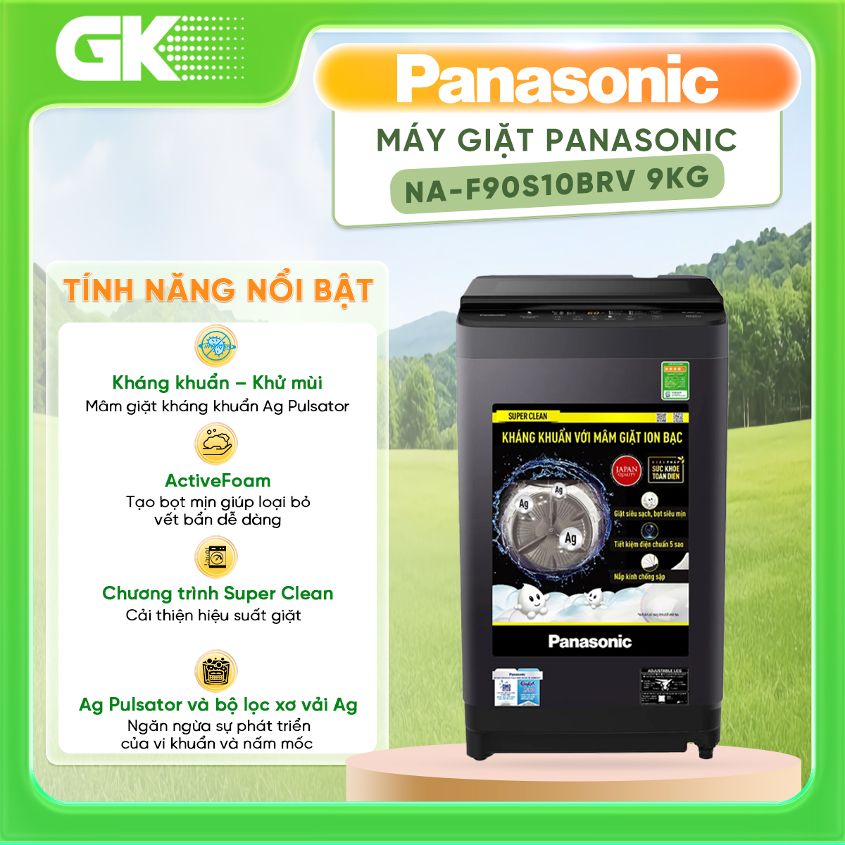 MÁY GIẶT PANASONIC 9KG LỒNG ĐỨNG NA-F90S10BRV - Hàng chính hãng