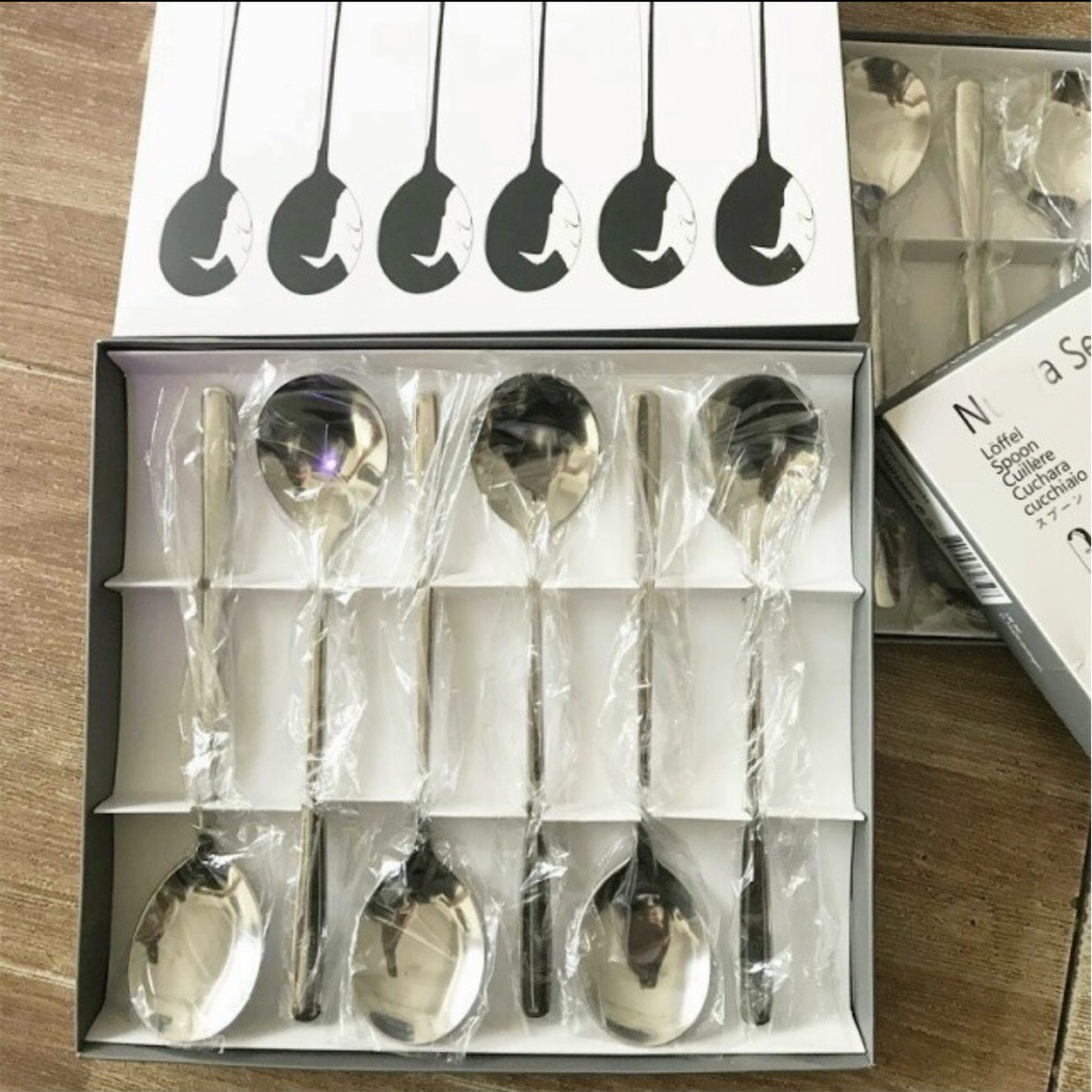 Set 6 thìa ăn inox nouva đức có hộp đựng