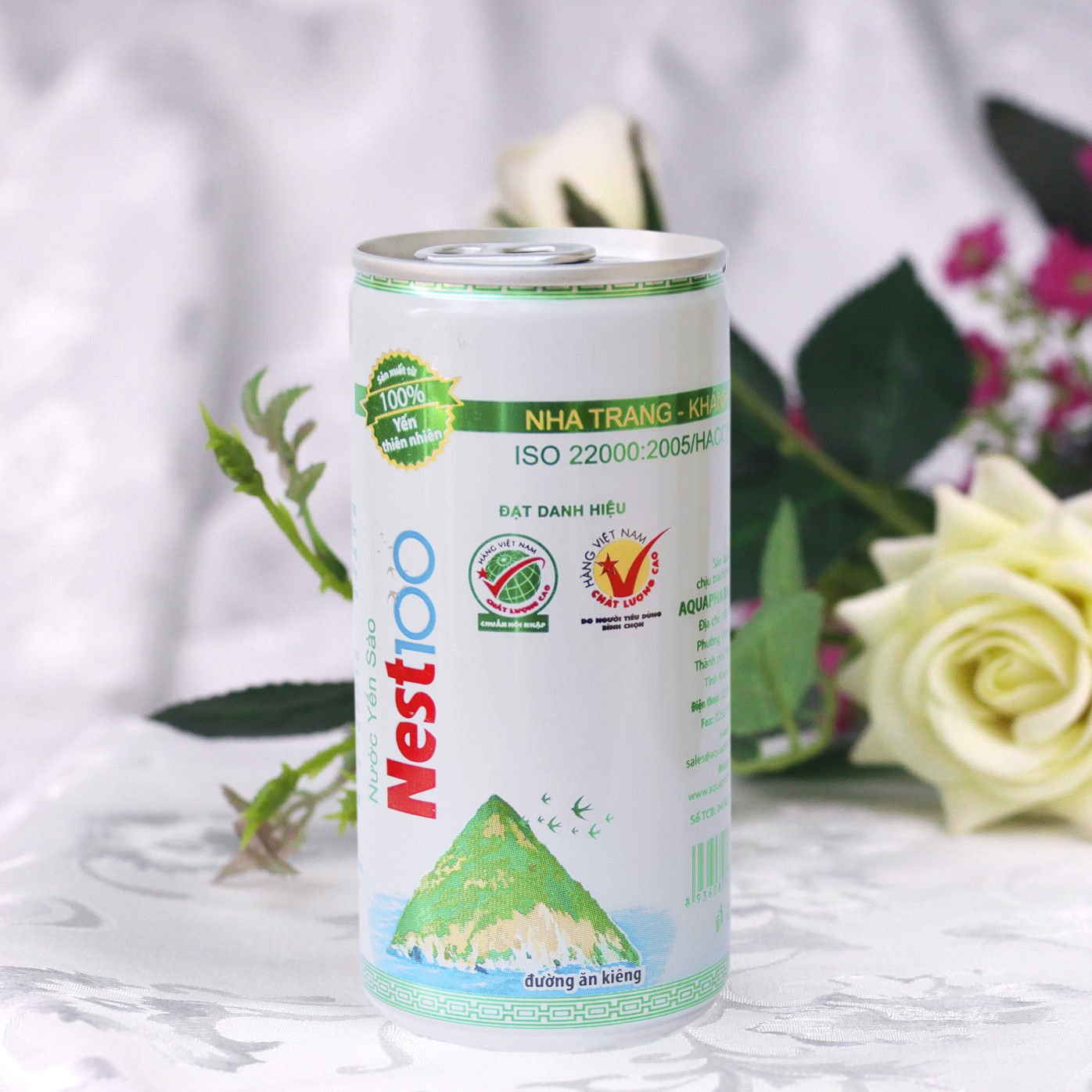 Nước giải khát yến sào Nest100 đường ăn kiêng - hộp 5 lon 190ml