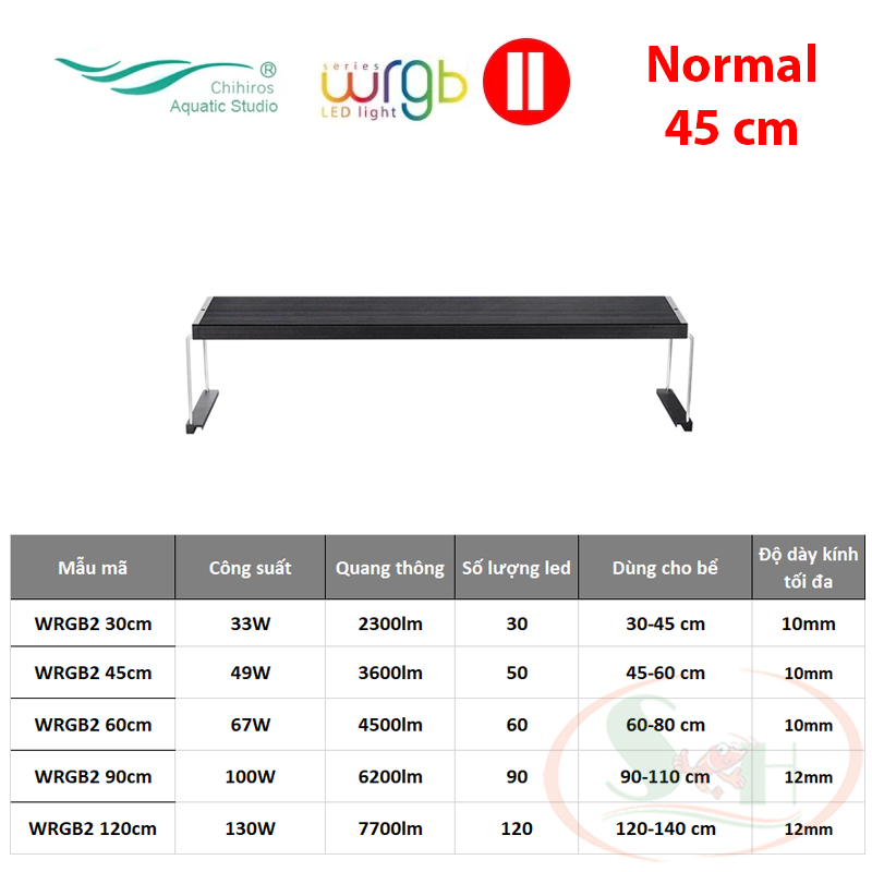 Đèn led Chihiros WRGB 2 Normal 30, 45, 60, 90, 120 cm wrgb2 quang phổ trồng cây bể thủy sinh cá tép