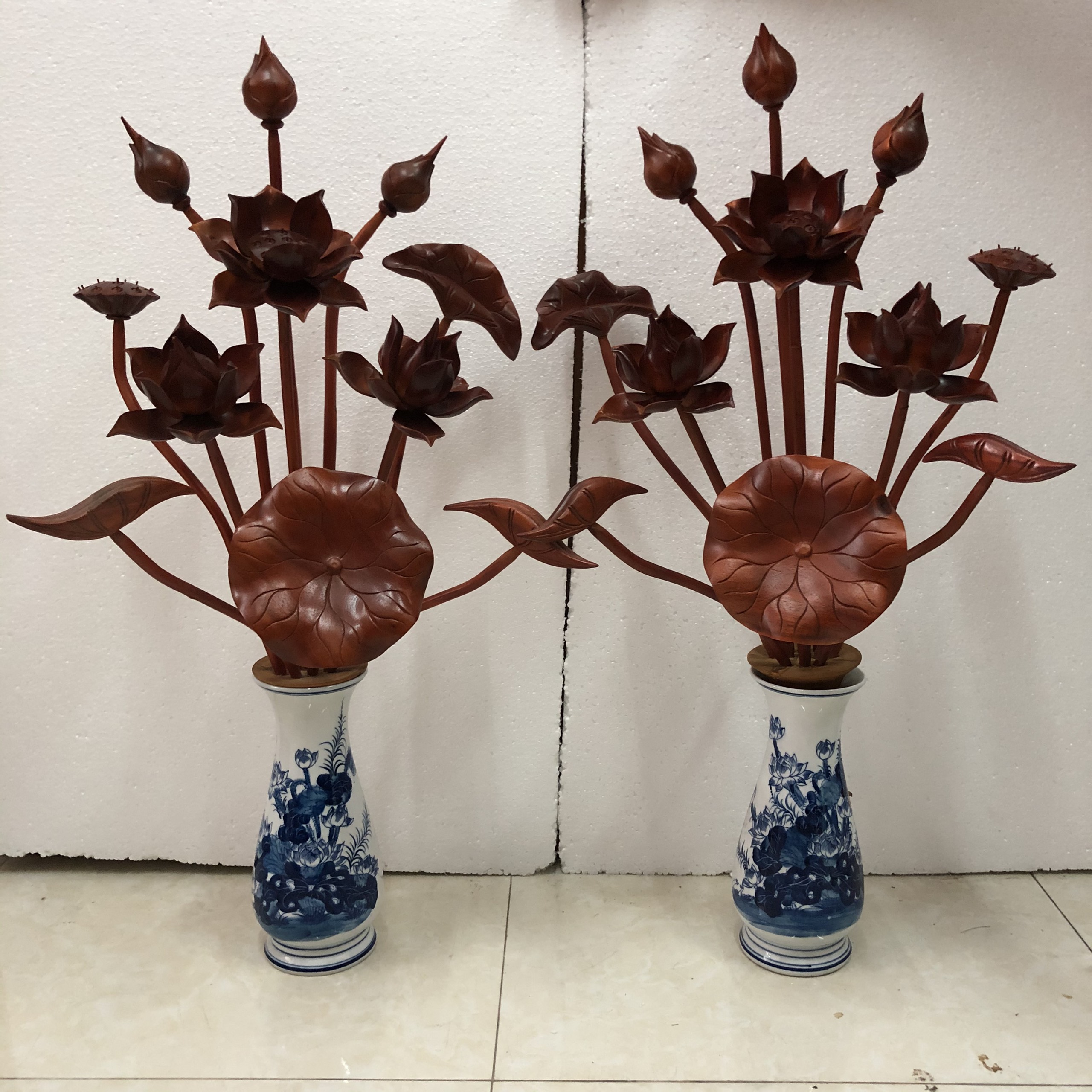 Combo hoa sen gỗ mít phun mầu nâu gụ - BH80