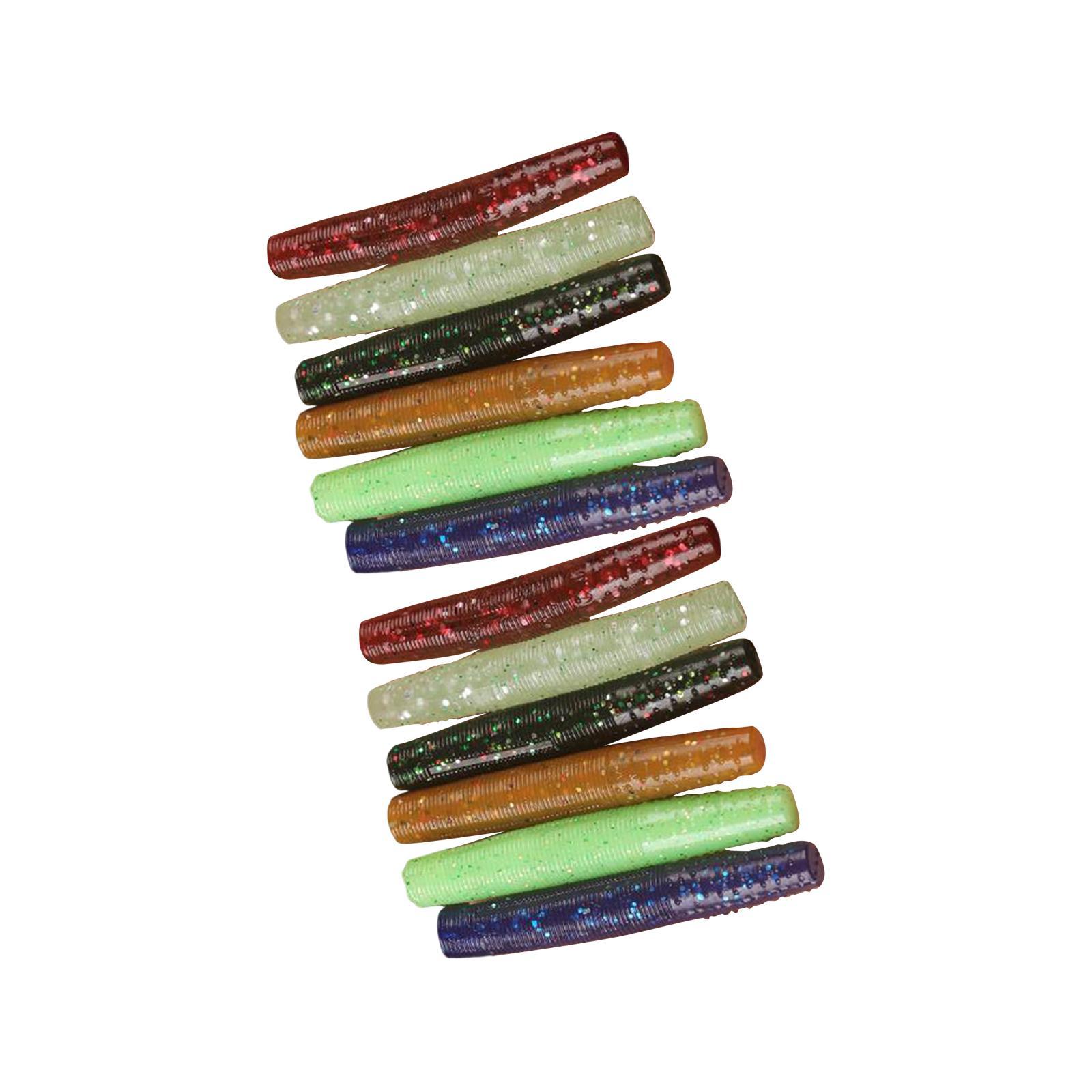 12x Worm Fishing Lures Portable Fishing Baits Set for Salmon Panfish Sunfish