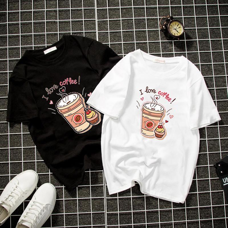 Áo thun unisex form rộng ly trà sữa vải dày mịn 2019T2181