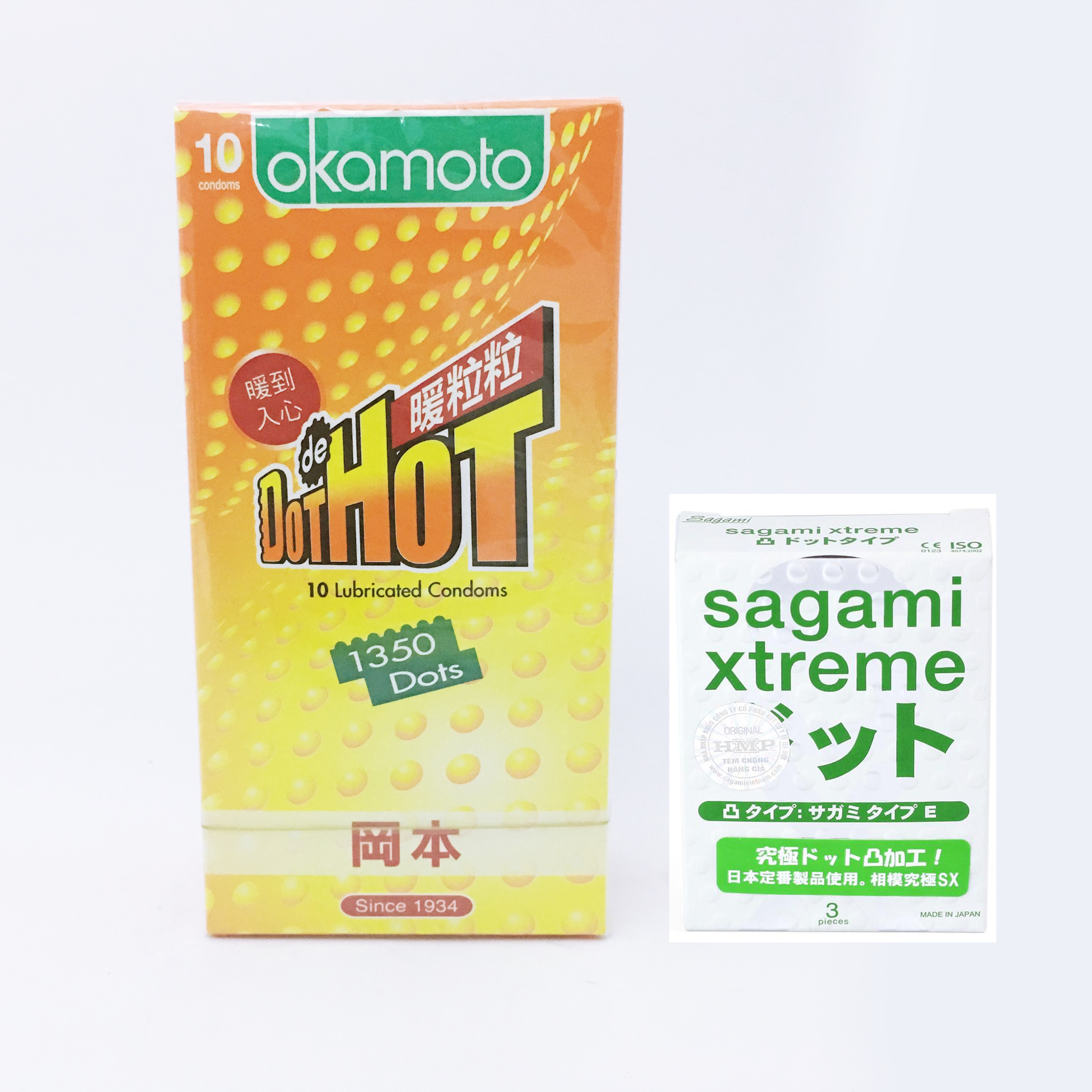 Bao Cao Su Gai Nhỏ Okamoto Dot De Hot Tạo Ấm (Hộp 10 Chiếc) - Tặng bcs gai Sagami (Hộp 3 Chiếc) - Không Kích Ứng Da - Không Mùi Cao Su - Che Tên Sản Phẩm