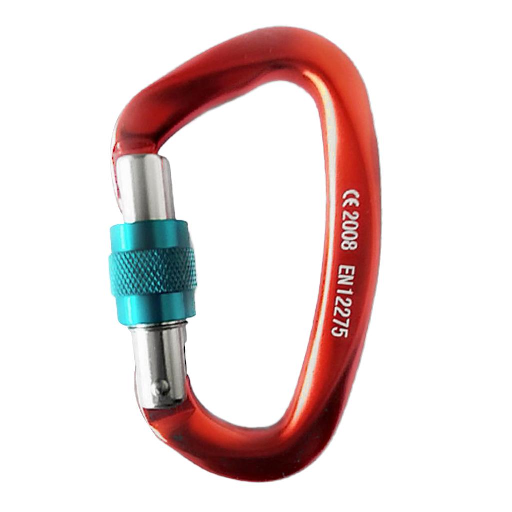 25KN Screw Locking Carabiner Aluminum Rock Climbing Descending Buckle Hook Outdoor Sports Hardware