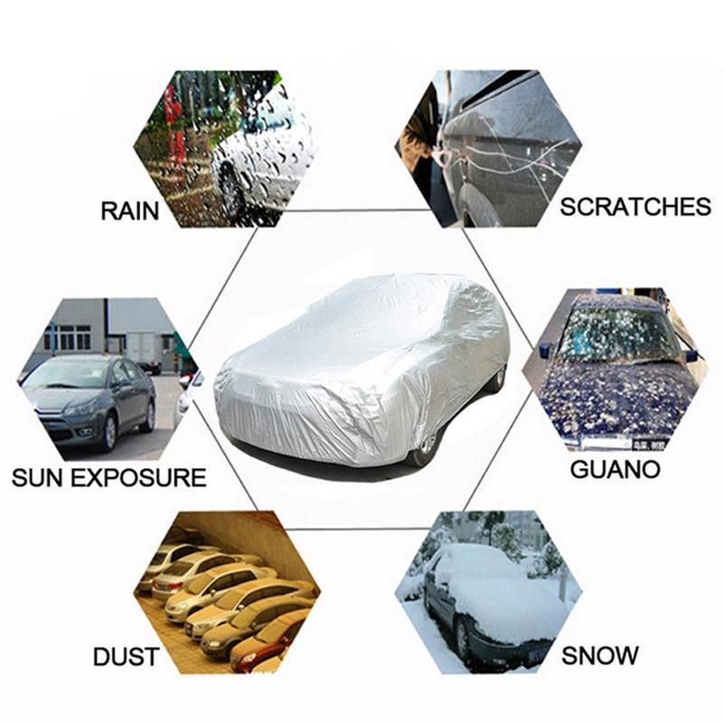 2x UV Protection Car Cover Full Car Cover Universal Fits For Sedan M Silver