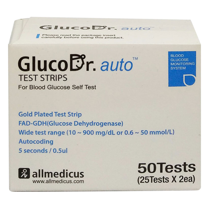 Hộp 50 Que Thử Đường Huyết Gluco Dr