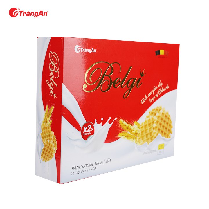 Combo 2 hộp bánh cookie trứng sữa giòn Belgi 278g, bổ sung DHA, canxi, hạn sử dụng 12 tháng, thương hiệu Tràng An