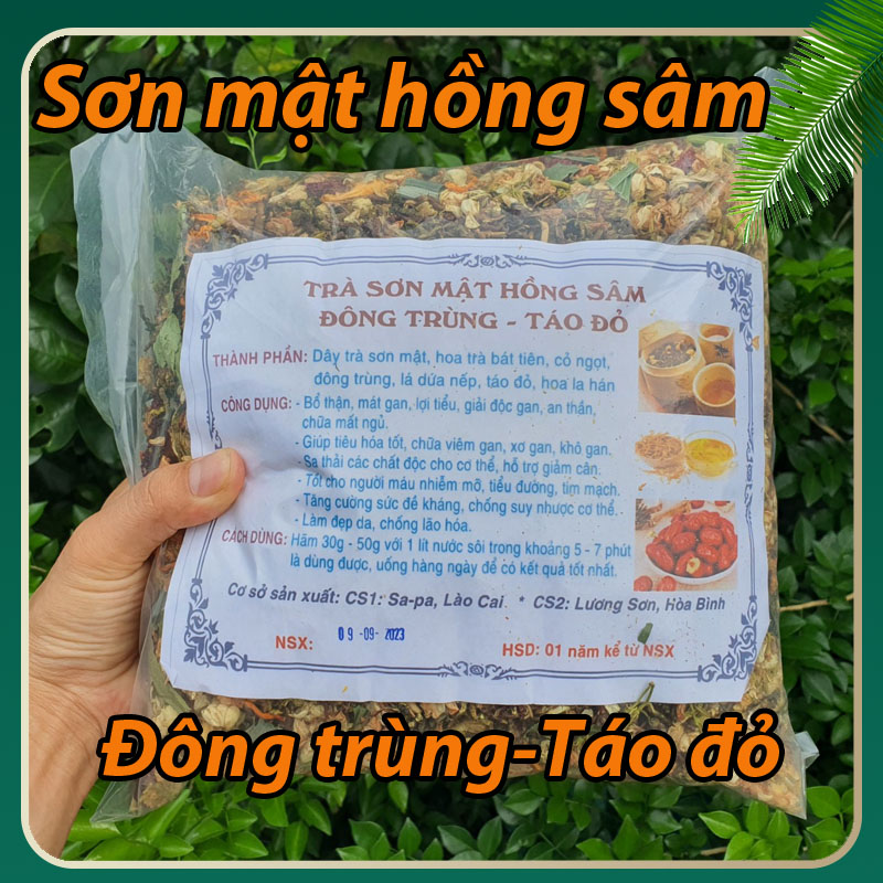 Trà Sơn Mật Hồng Sâm Đông Trùng Táo Đỏ bổ thận mát gan đẹp da hỗ trợ giảm cân an thần dễ ngủ-1KG