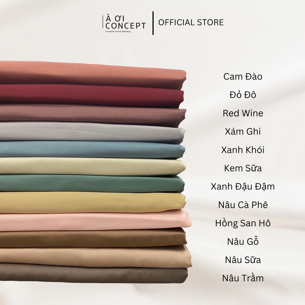 Vỏ Gối Nằm Lụa Tencel 60s Cao Cấp À Ơi Concept Màu Trơn Size 50x70 cm