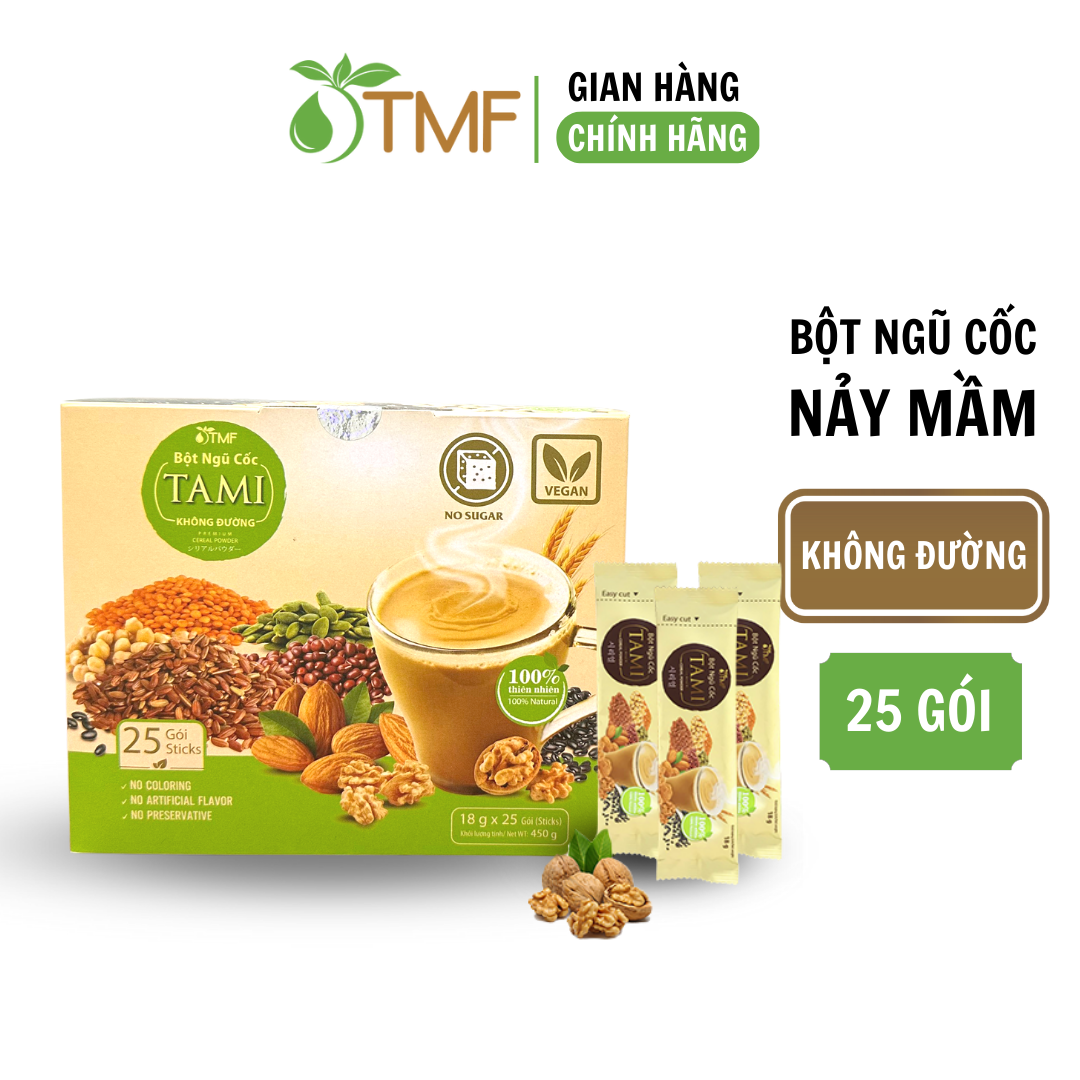 Bột ngũ cốc nảy mầm Tami không đường 450g 25 gói TÂM MINH FOODS