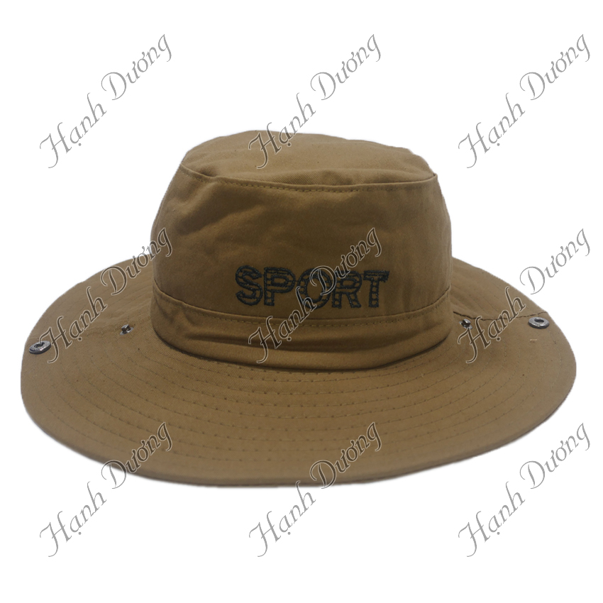 Mũ tai bèo nam rộng vành chống nắng tốt thêu chữ Sport thời trang, vòng đầu 58cm, may 2 lớp chống nóng tốt - Hạnh Dương