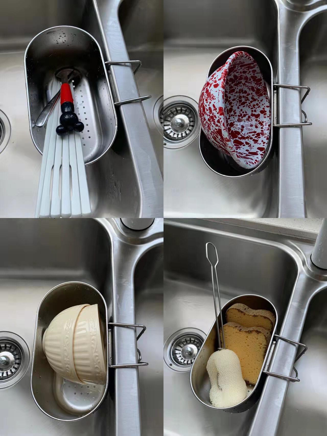 Khay lọc rác bồn rửa chén ngăn tắc bồn rửa,không ghê tay | Khay đựng dụng cụ rửa chén chất liệu INOX 304 siêu bền,chống hoen gỉ