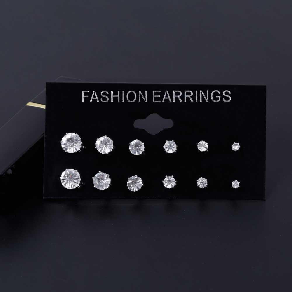 ALIUTOM Thời Trang 6 Cặp/bộ Punk Zircon Pha Lê Bông Bộ Bông Tai Nữ Hoa Tròn Gothic Thiết Kế D'oreille Trang Sức Bijoux