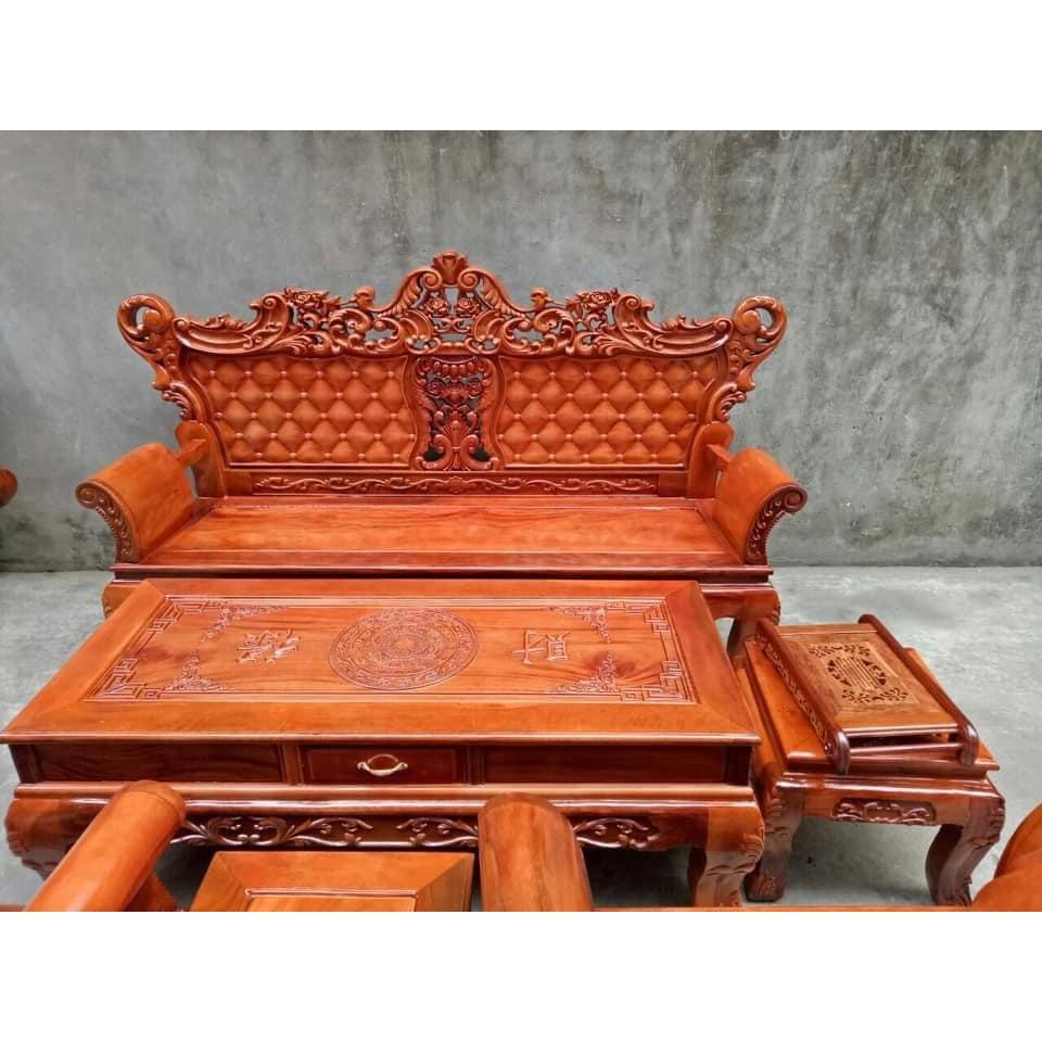Bàn Ghế Luois Hoàng Gia gỗ Xà Cừ Đỏ