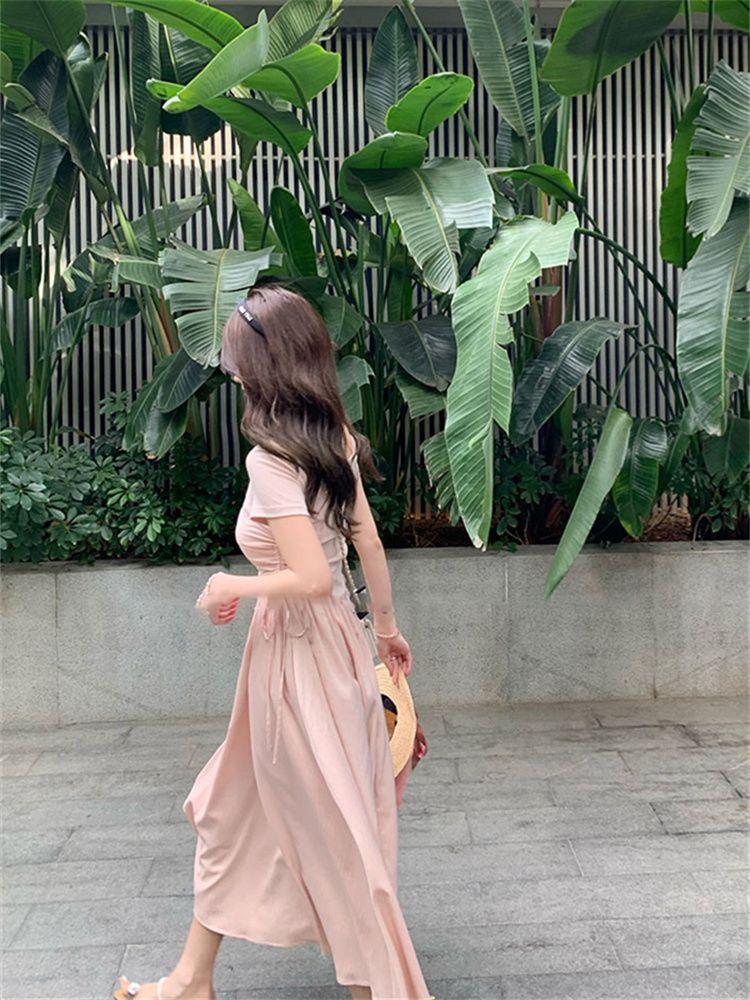 TOBE1SHOP Mùa xuân màu hồng Pháp ăn mặc nữ 2023 khí chất hiển thị gầy váy dài cao cấp Hepburn phong cách váy