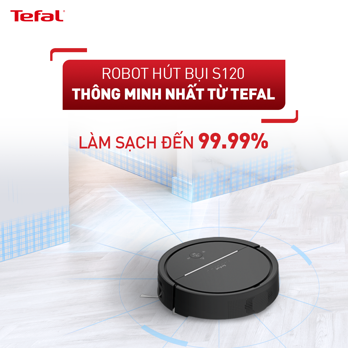 Robot hút bụi lau nhà Tefal RG7865WH - Đen - Hàng chính hãng