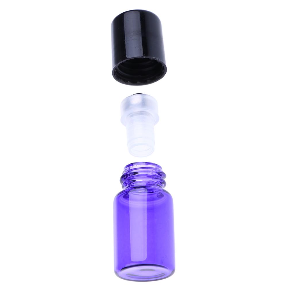 20 Pieces Mini Refillable Empty Glass Roll On Bottles Containers For Essential Oil Perfume Makeup Cosmetic Purple Clear Rose Red Green