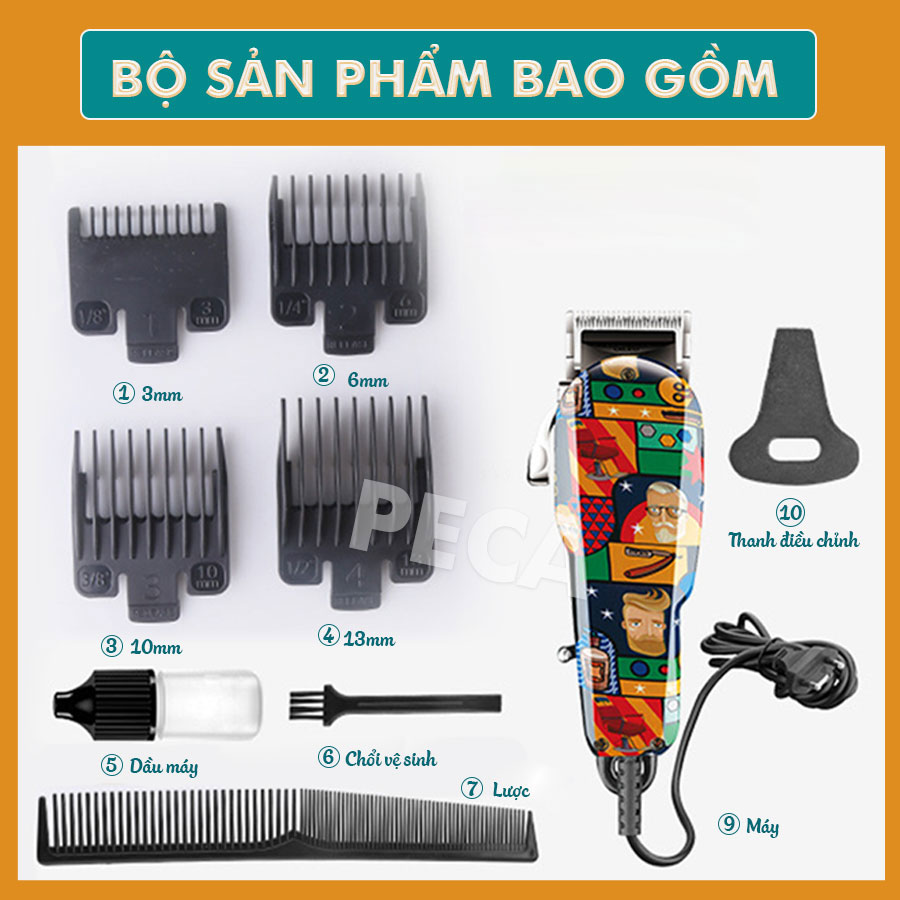 Tông đơ cắt tóc cắm điện trực tiếp KEMEI KM-MAX 2093 chuyên nghiệp công suất mạnh 10W - Hàng chính hãng