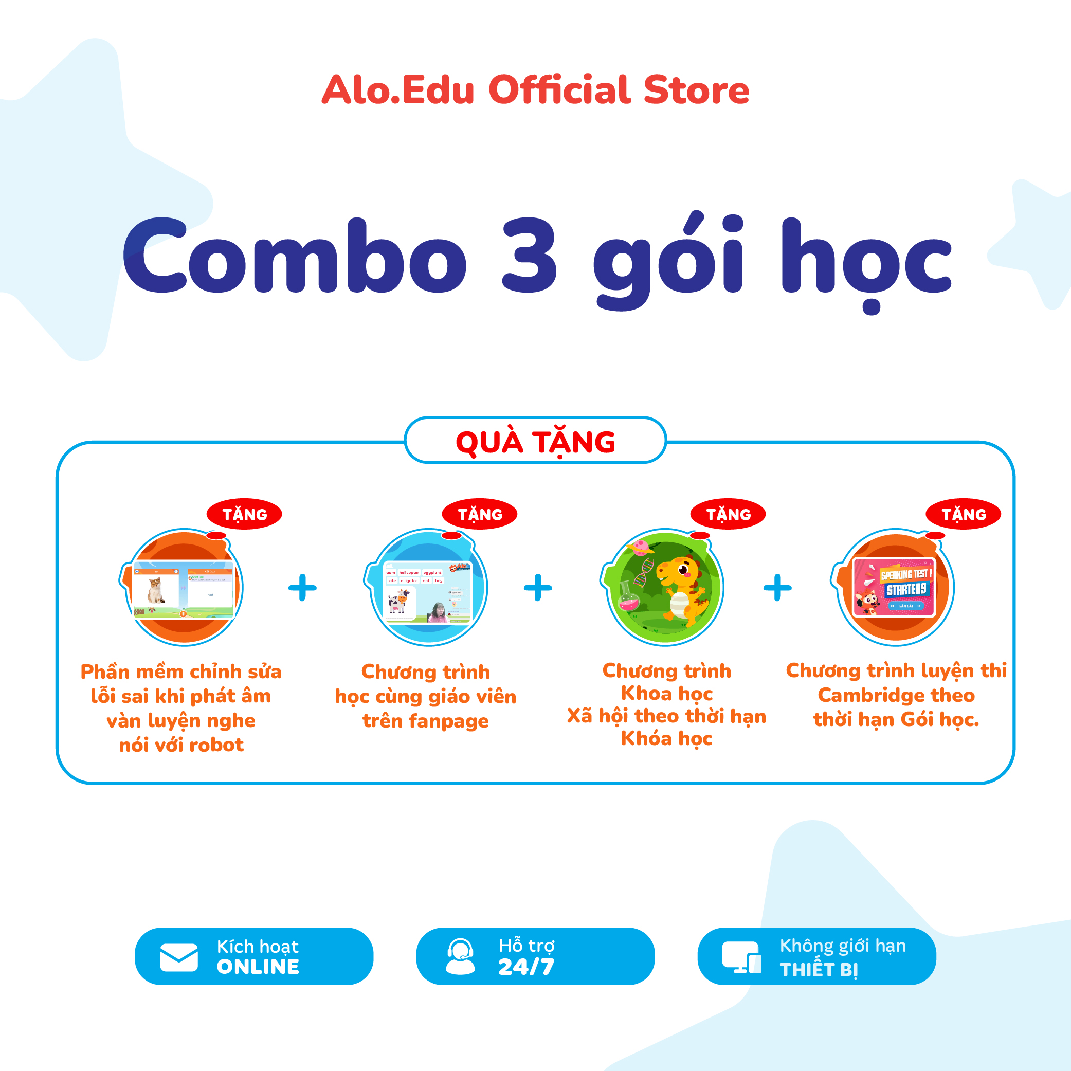 [Trọn đời] Combo 3 gói học online tất cả các cấp từ Mầm non đến THPT - Nhắn tin chọn gói học mong muốn