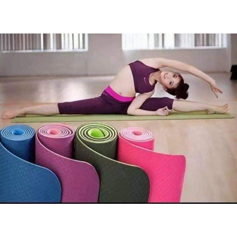 Thảm Tập Yoga Gym Chống Trượt TPE Cao Cấp 2 Lớp Dày 6mm Tập Tại Nhà