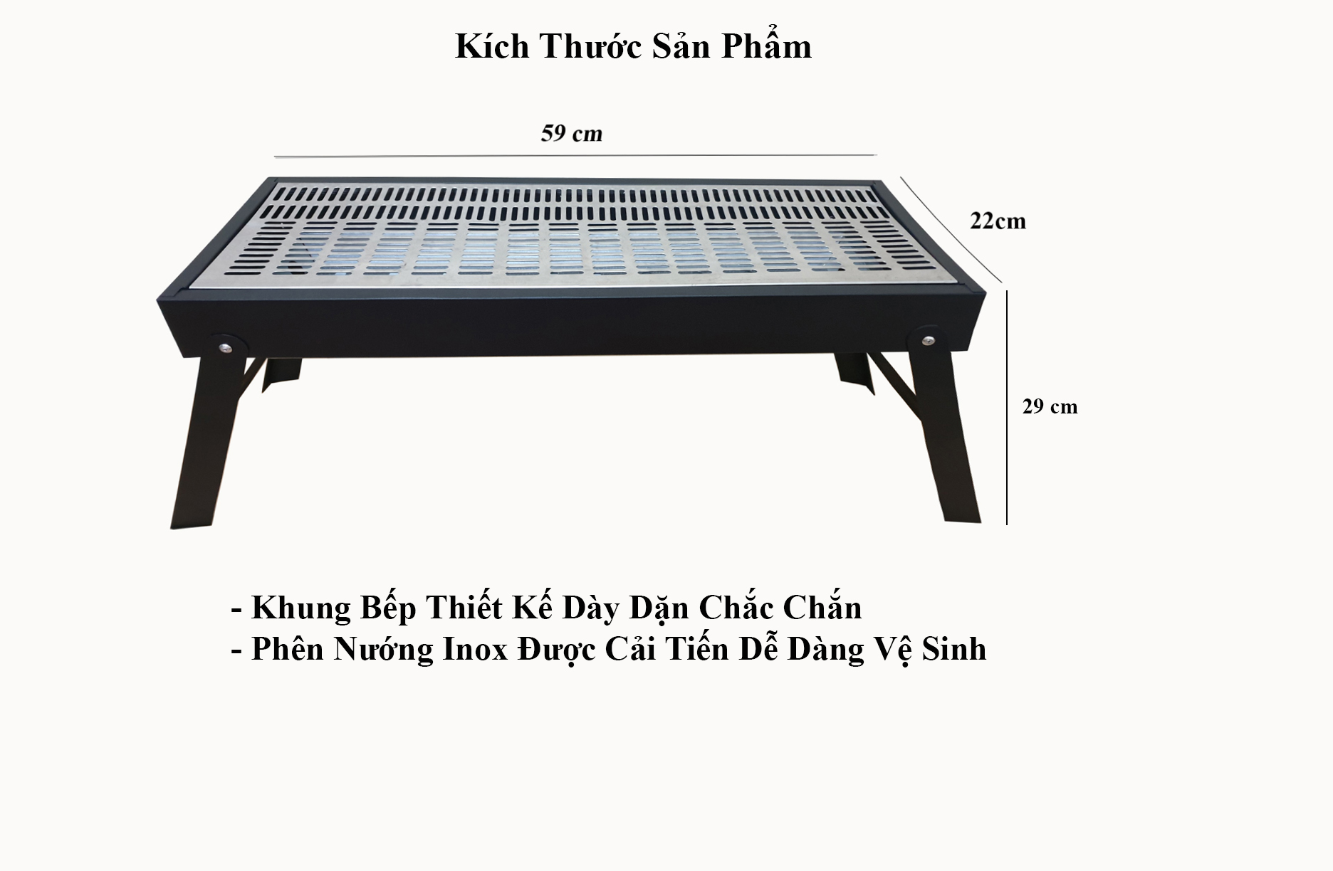 Bếp Nướng Than Hoa KUNBE Thiết Kế Cải Tiến Với Bộ Khung Chắc Chắn Và Phên Nướng Inox Dễ Dàng Vệ Sinh