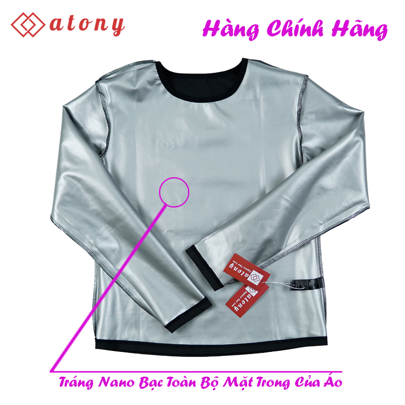 Bộ Đồ Sinh Nhiệt Giảm Mỡ Bụng ATONY Chính Hãng, Tráng Nano Bạc Nhật Bản, Tăng Tiết Mồ Hôi, Hỗ Trợ Giảm Cân (Áo Dài Tay + Quần)