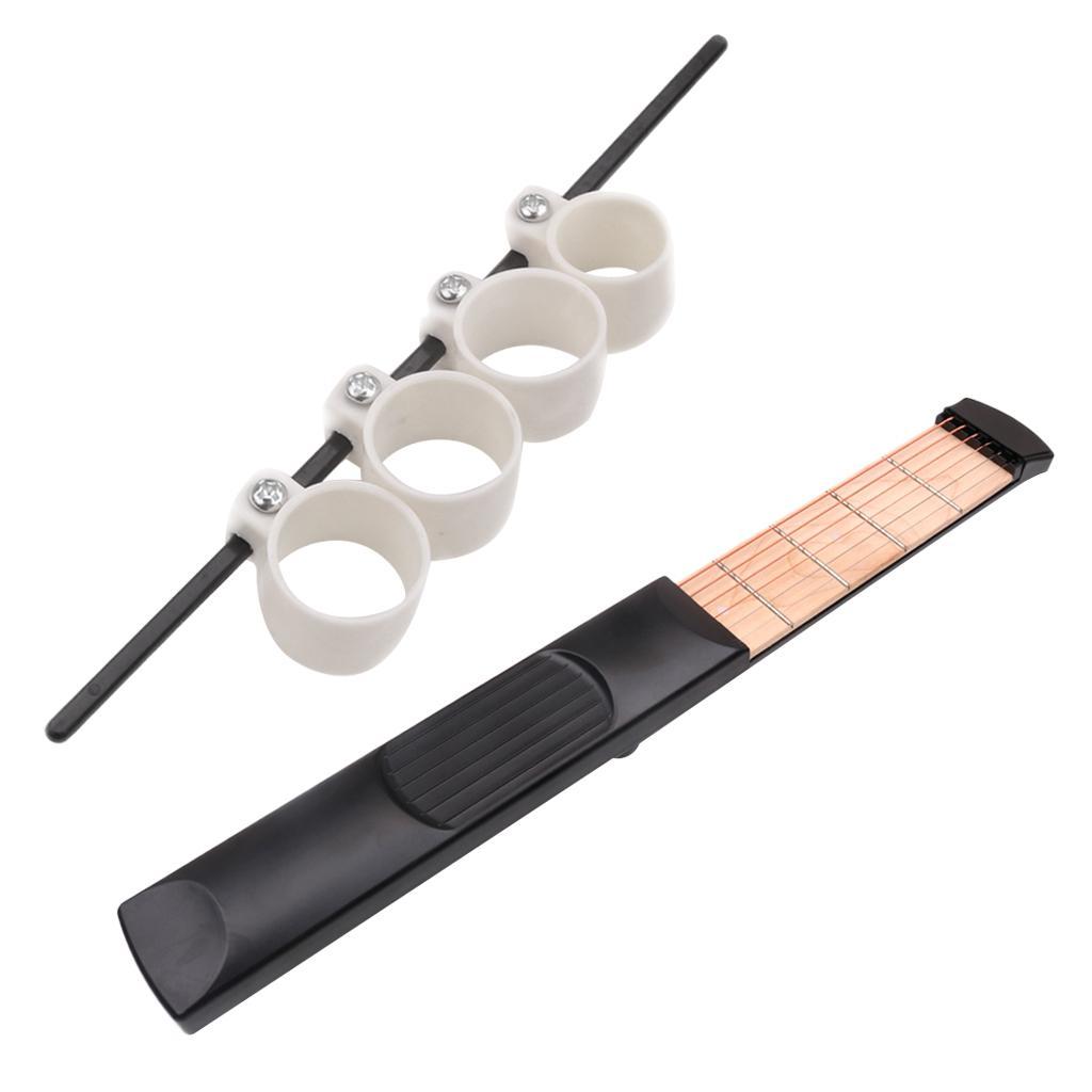 Wood 6 Frets Mini Pocket Guitar with Adjustable Finger Trainer, for Kids