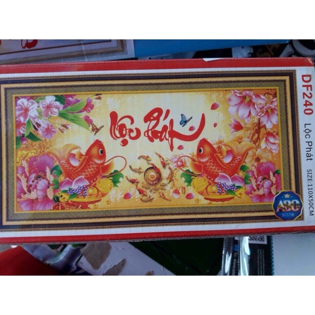 TRANH ĐÍNH ĐÁ LỘC PHÁT 110x50CM - TỰ ĐÍNH