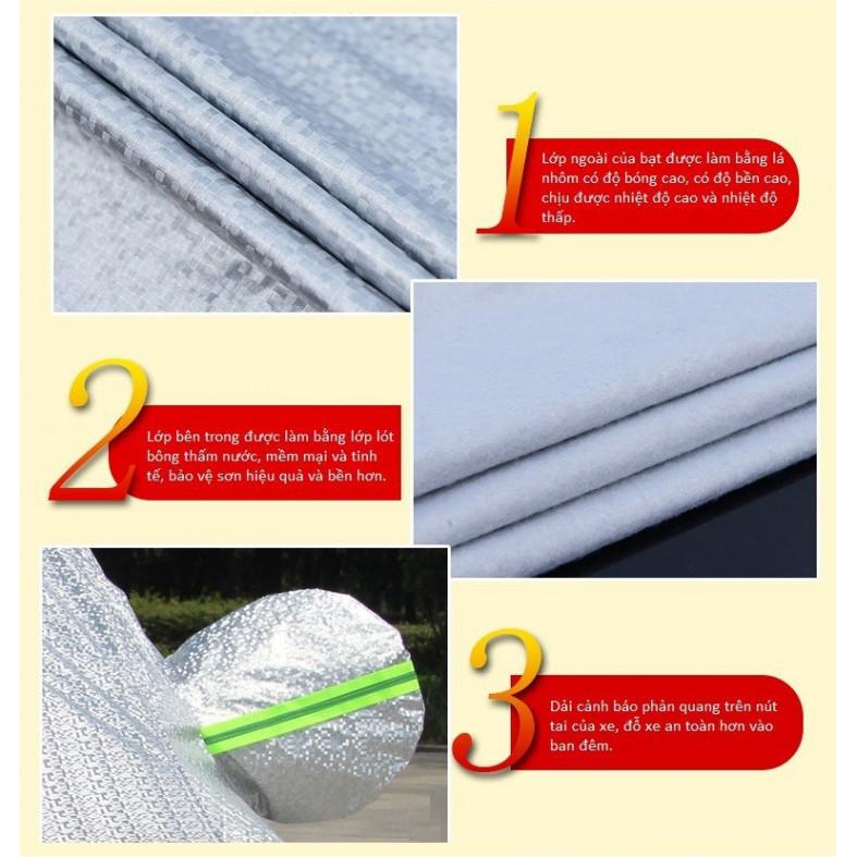 Bạt phủ toàn xe - 3 Lớp - Tráng nhôm - Cách nhiệt - Chống nắng - Chống thấm nước