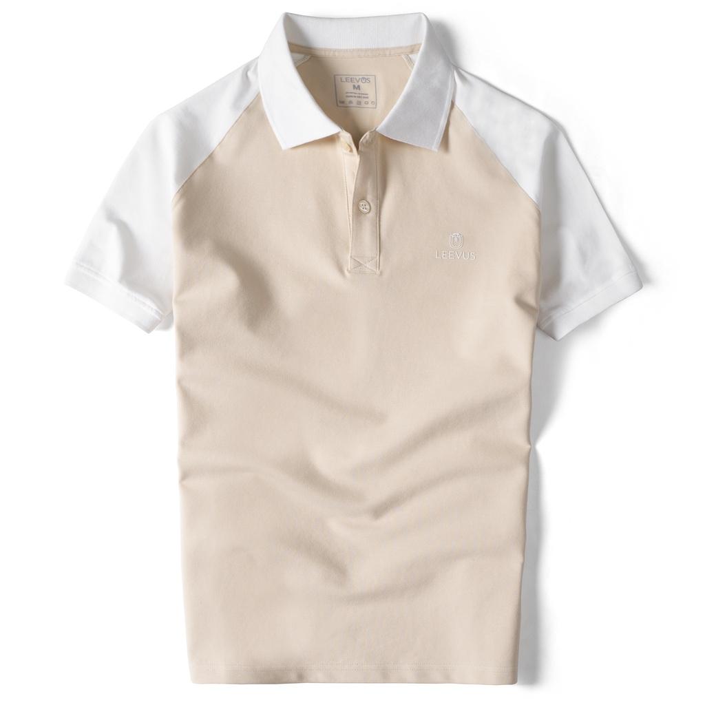 Áo Polo nam LEEVUS thiết kế Raglan, in logo, vải cotton cá sấu APL204