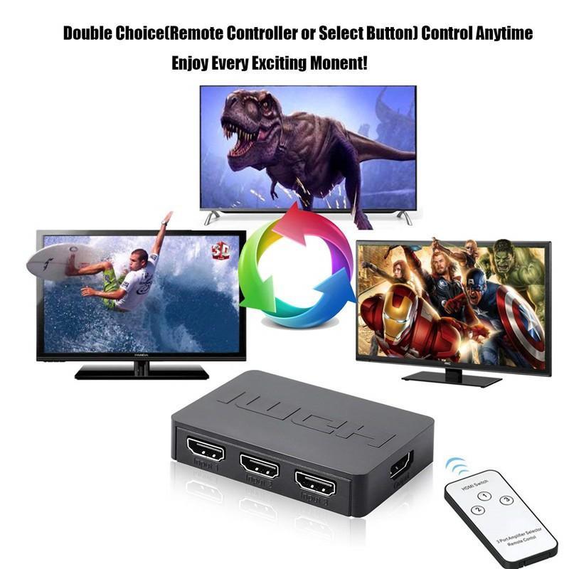 Bộ Chia 3 Cổng Hdmi 1080p Hd 1.4 Với Điều Khiển Từ Xa
