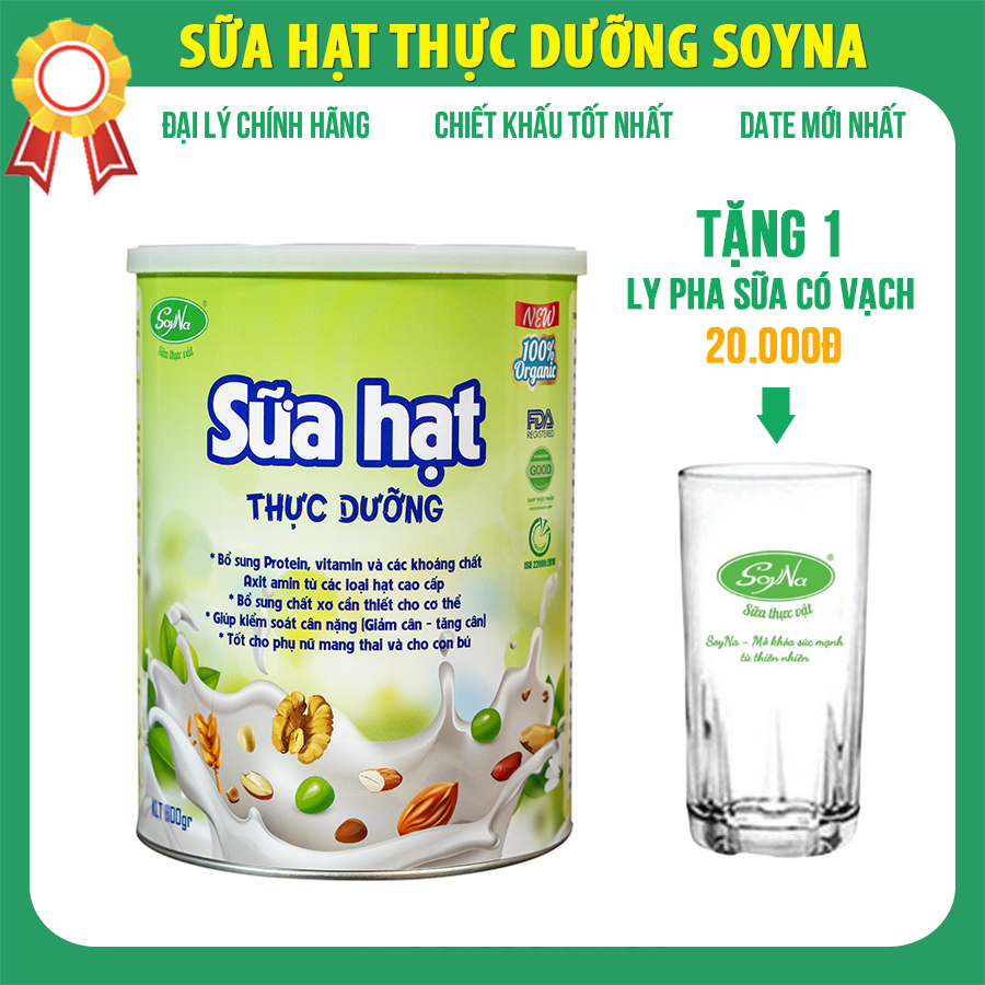 Sữa Hạt Thực Dưỡng 400gr Soyna chính hãng tặng kèm 1 ly pha sữa