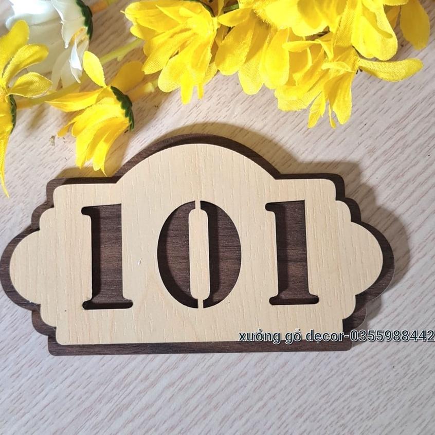 Bảng Gỗ Thông Tin Số Phòng Dán hoặc Dây Treo 16x8,5cm