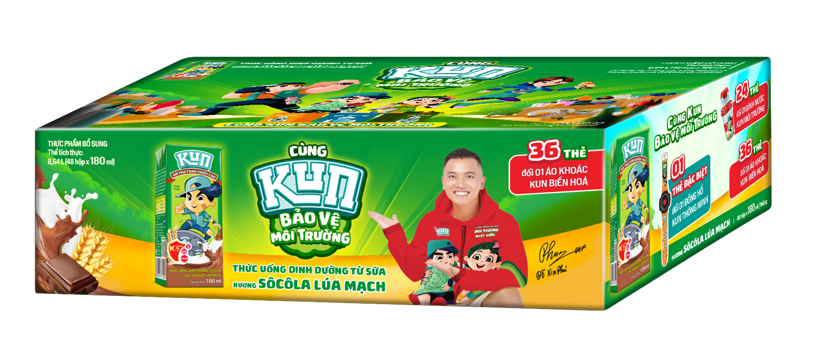 Thùng 48 Hộp Sữa SoCola Lúa Mạch KUN 180ml/hộp