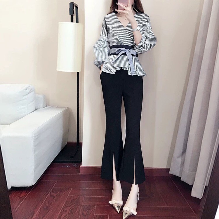Set đồ bộ kiểu tay phồng đính nơ - KT2792