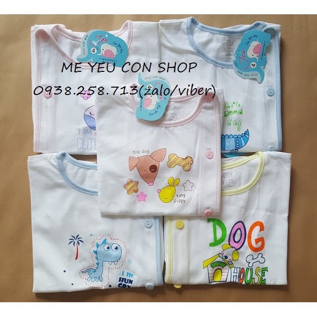 (J02TN) ÁO BÁC SĨ TAY NGẮN TRẮNG VIỀN CHO BÉ 3-11kg - JOU - Viền Hồng