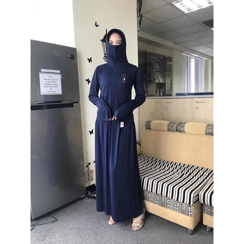 Áo chống nắng nữ dáng dài vải kim cương 2 lớp