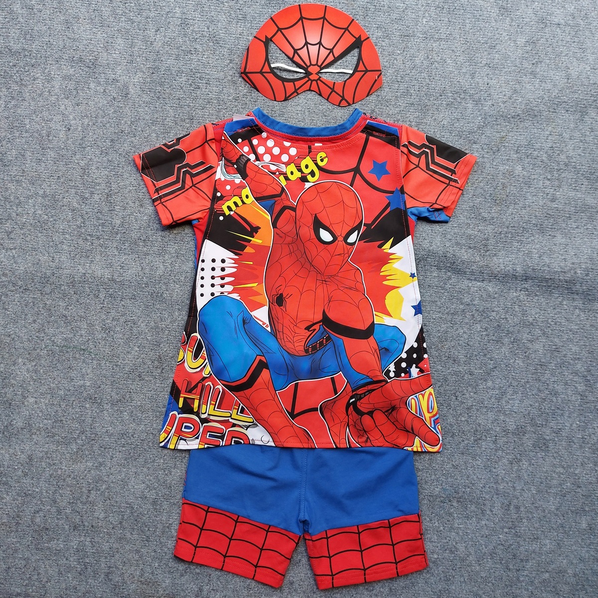 Bộ quần áo siêu nhân người nhện kèm áo choàng và mặt nạ - Đồ hoá trang siêu nhân bé trai TN32
