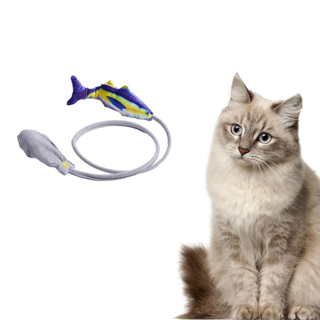 Moving Fish Cat Toy Realistic Interactive Flopping Fish Cat Kicker Catnip Toys for Indoor Cats Pets Kitten Manual Control Wagging Fish